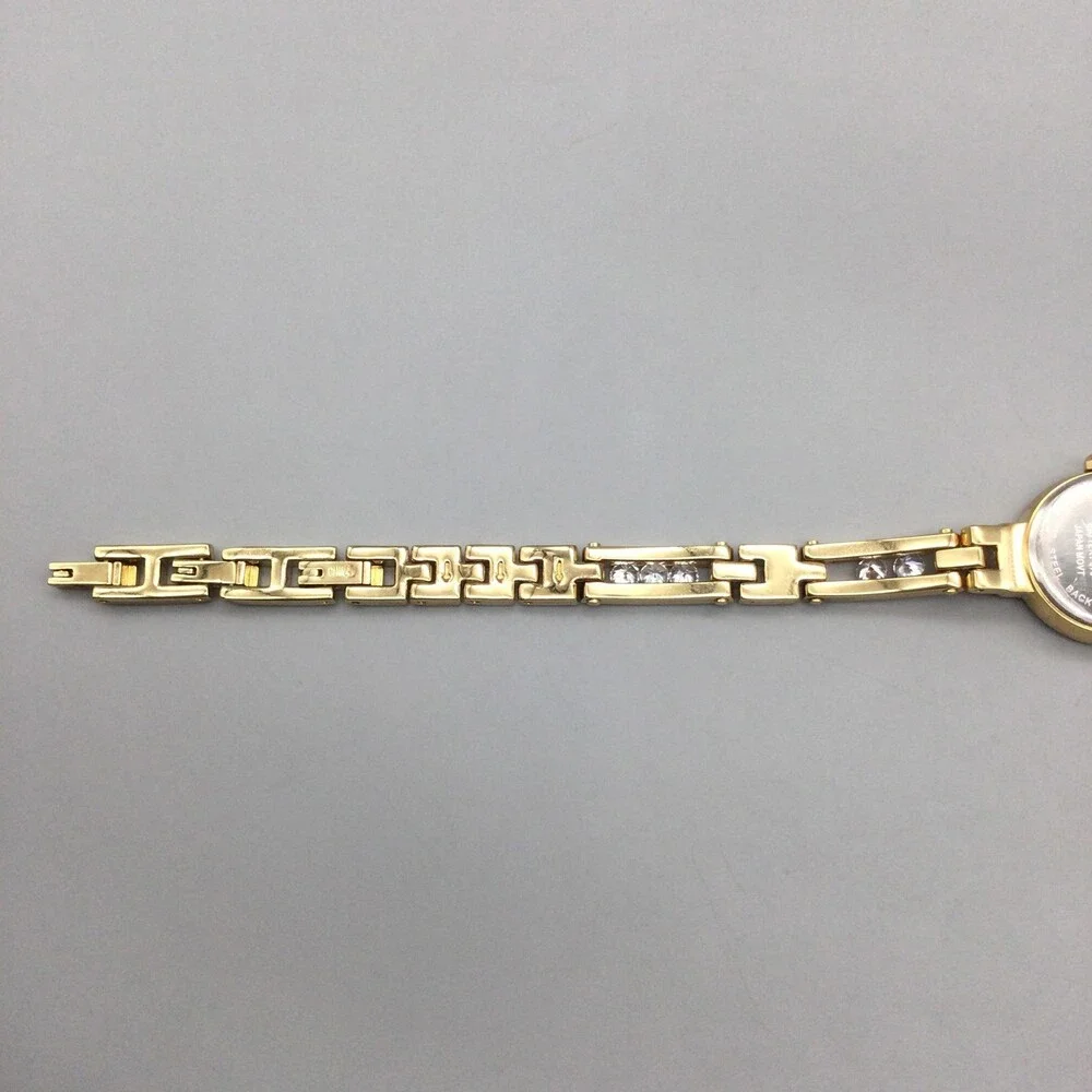 Elgin Womens Watch 20mm Gold Silver Tone Diamond Bracelet New Battery 8.25
